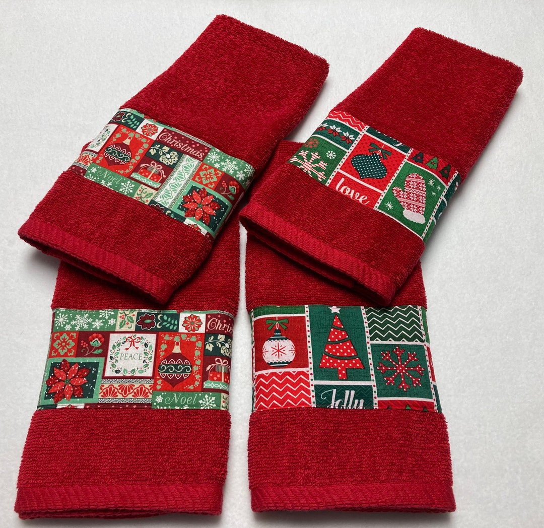 Christmas Hand Towel Set Etsy