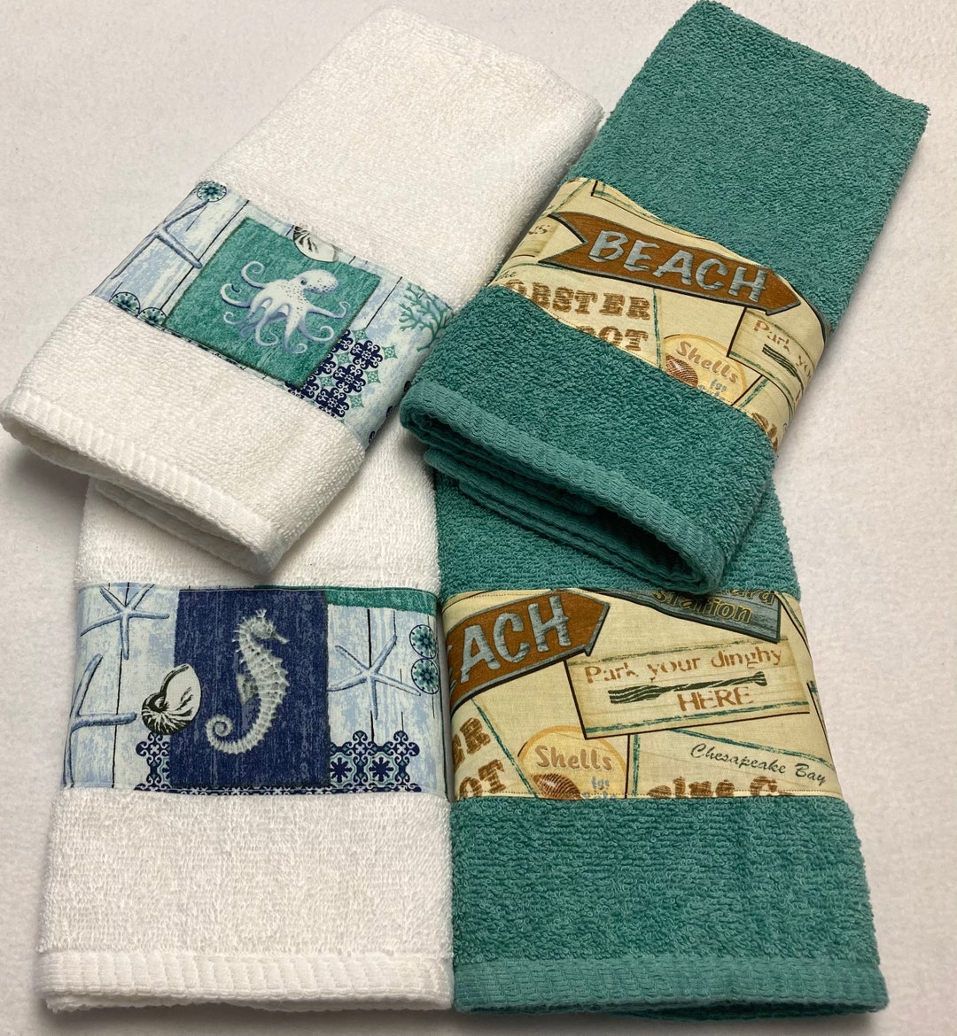 Beach Signs and Ocean Themed Hand Towel Set Etsy
