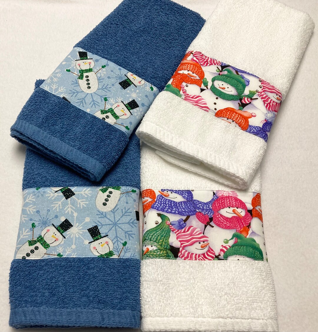 Snowmen Hand Towel Set Etsy