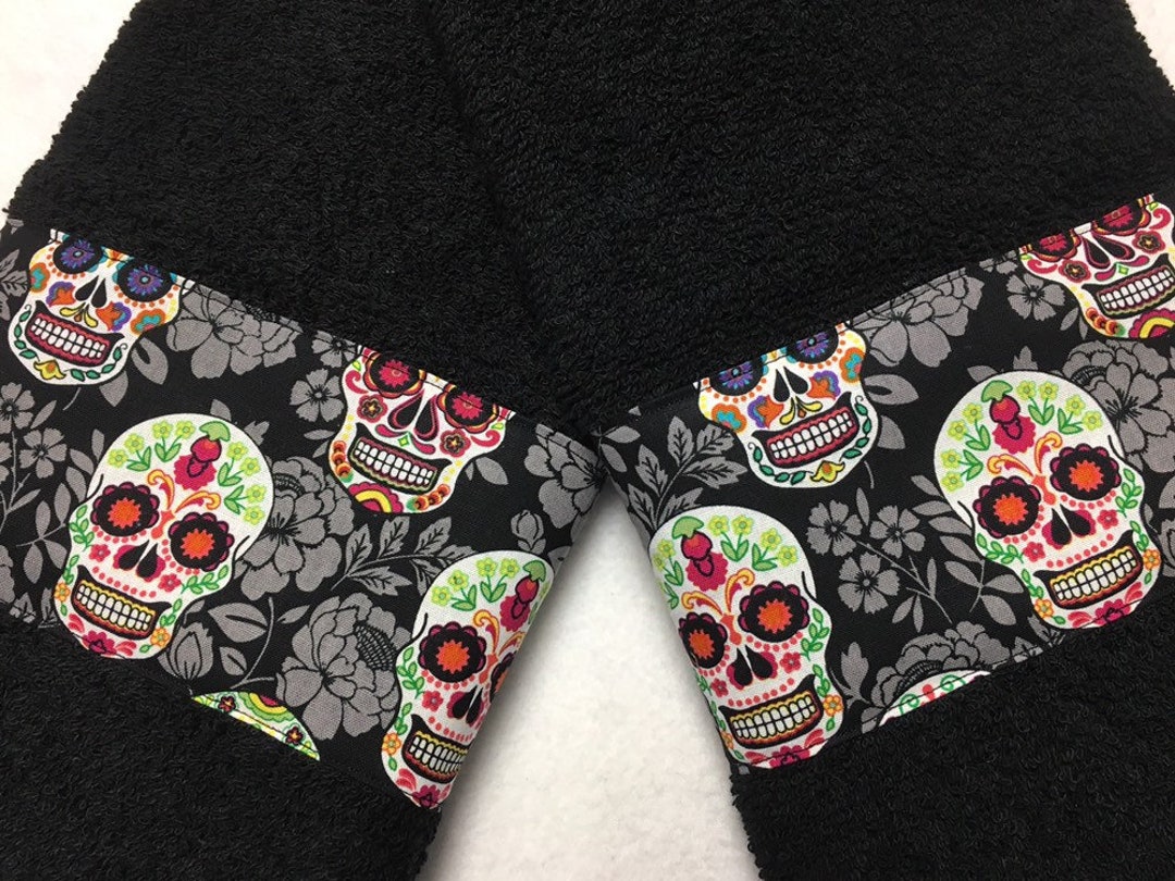Colorful Skulls Hand Towel Set Etsy