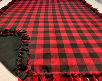 Buffalo Plaid Fleece Blanket-No Sew Fleece Blanket-Large