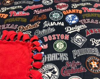 Multi Team Baseball Fleece Blanket-No Sew Fleece Blanket-Large