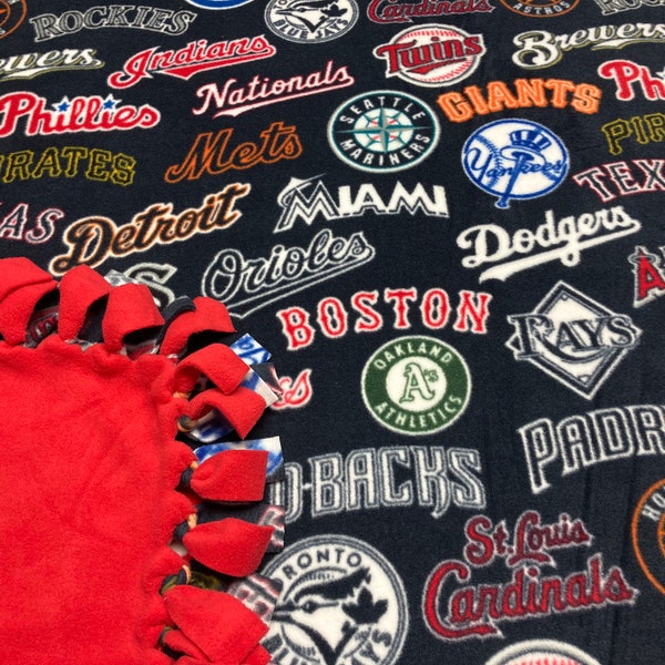 Multi Team Baseball Fleece Blanket-No Sew Fleece Blanket-Large