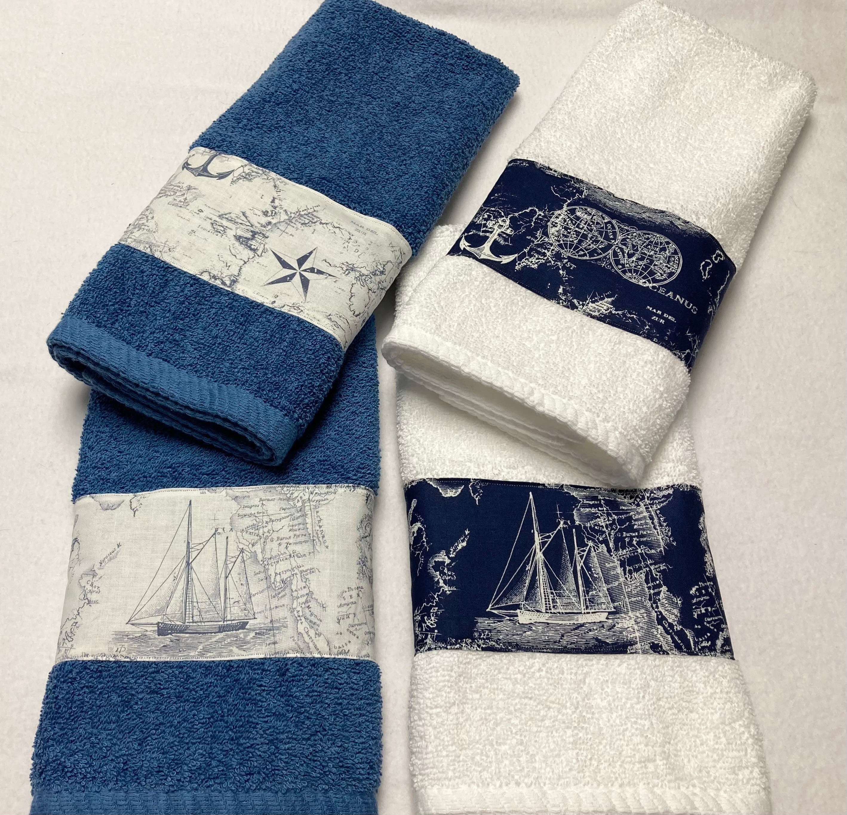 Nautical Map Towels Etsy