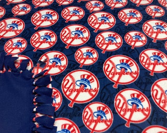 New York Baseball Fleece Blanket-No Sew Fleece Blanket-Large-Fleece Throw