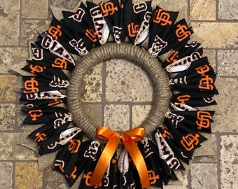 Giants, Wreath/ 15" Wreath/ Rope Wreath/Game Day decor/San Francisco Giants Decor/Baseball Wreath/Baseball Decor