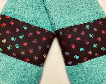 Paw Print Towels/ Pet Lovers Hand Towel Set/bath towel/combo