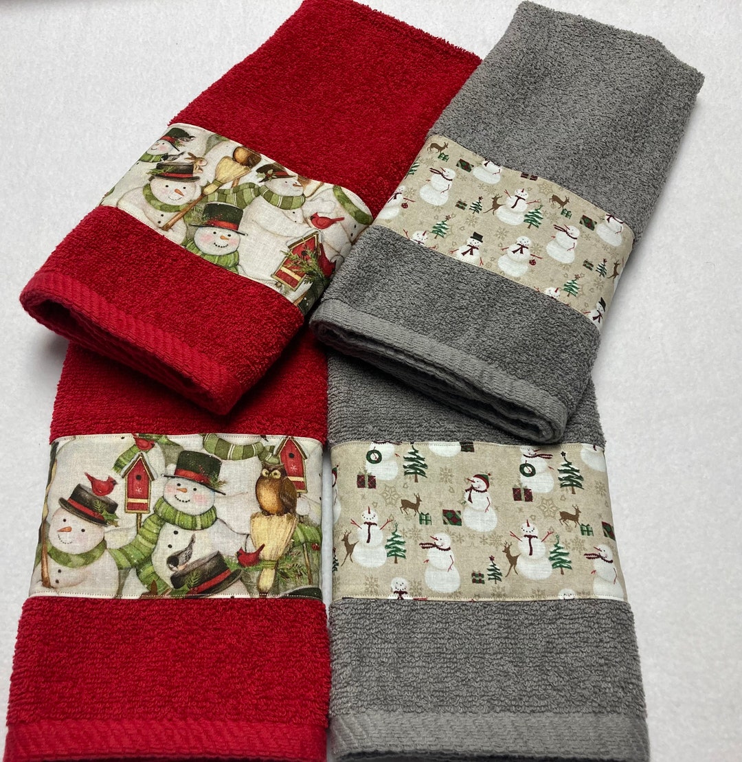 Snowmen Hand Towel Set Etsy