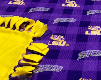 Louisiana State Football Fleece Blanket-No Sew Fleece Blanket-Large