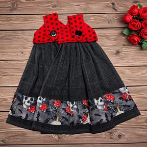 Halloween Hanging Kitchen Towel Set: Skull & Spiderweb Decor