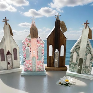 Wooden Churches/ Rustic Church Decor/ Freestanding Church / Primitive Decor/ Shabby Chic Church/ Primitive Church/ Tiered Tray Decor