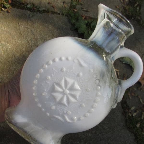 Jim Beam Royal Opalescent Milky Glass Decanter Round Vintage Decorative Vase