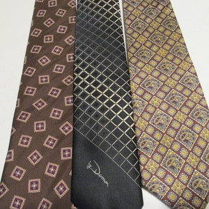 Lot of 3 Brown Black Vintage Men's Silk Polyester Neck Ties Halston Bill's Clothes image 1