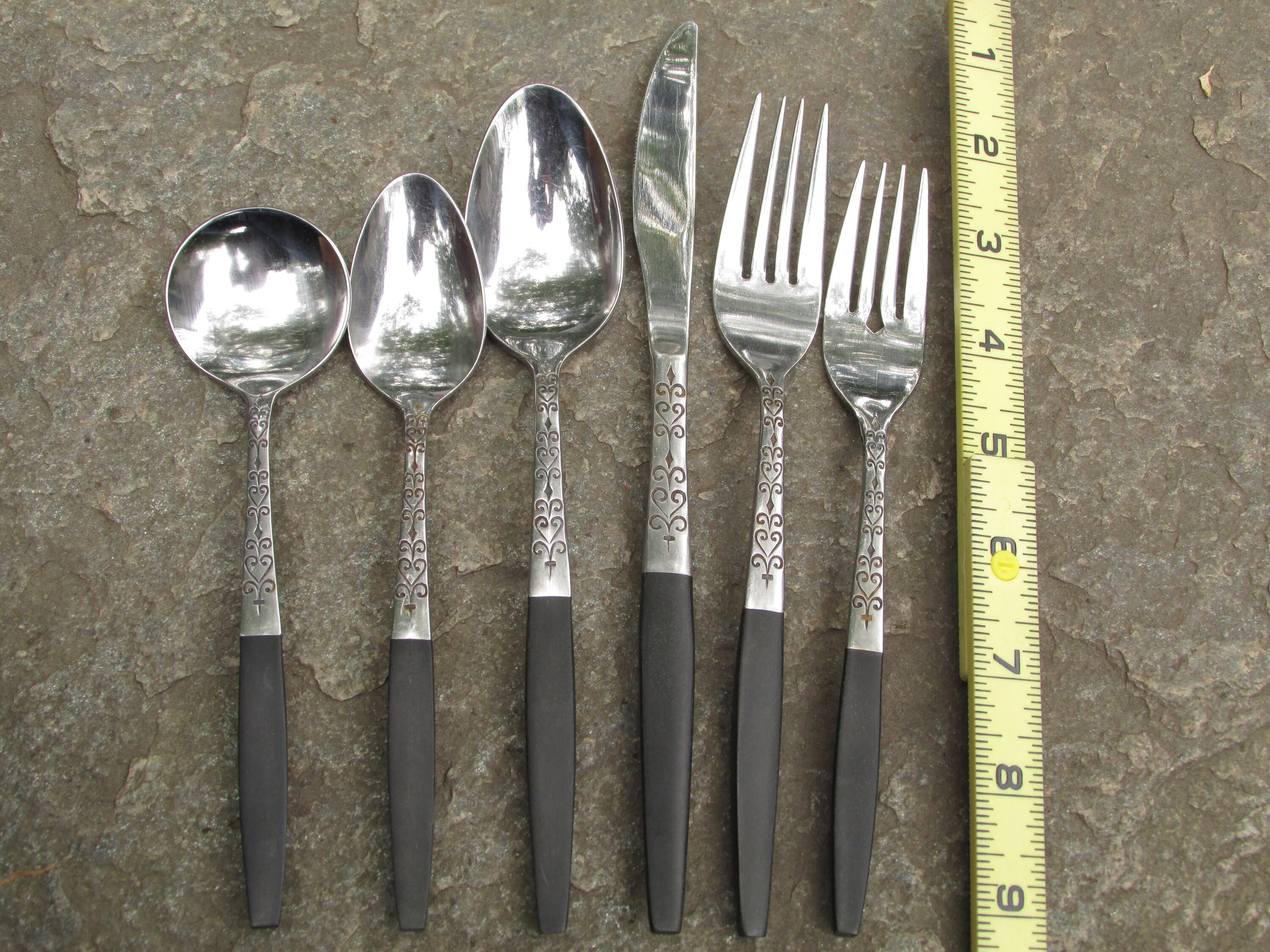【新品未開封・送料無料】 Black Faux Modern Danish Wood Steel Stainless Handle その他