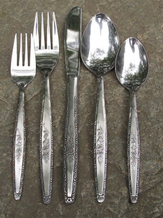 Single Rose Stainless Steel Flatware Vintage Interpur INR7 Japan