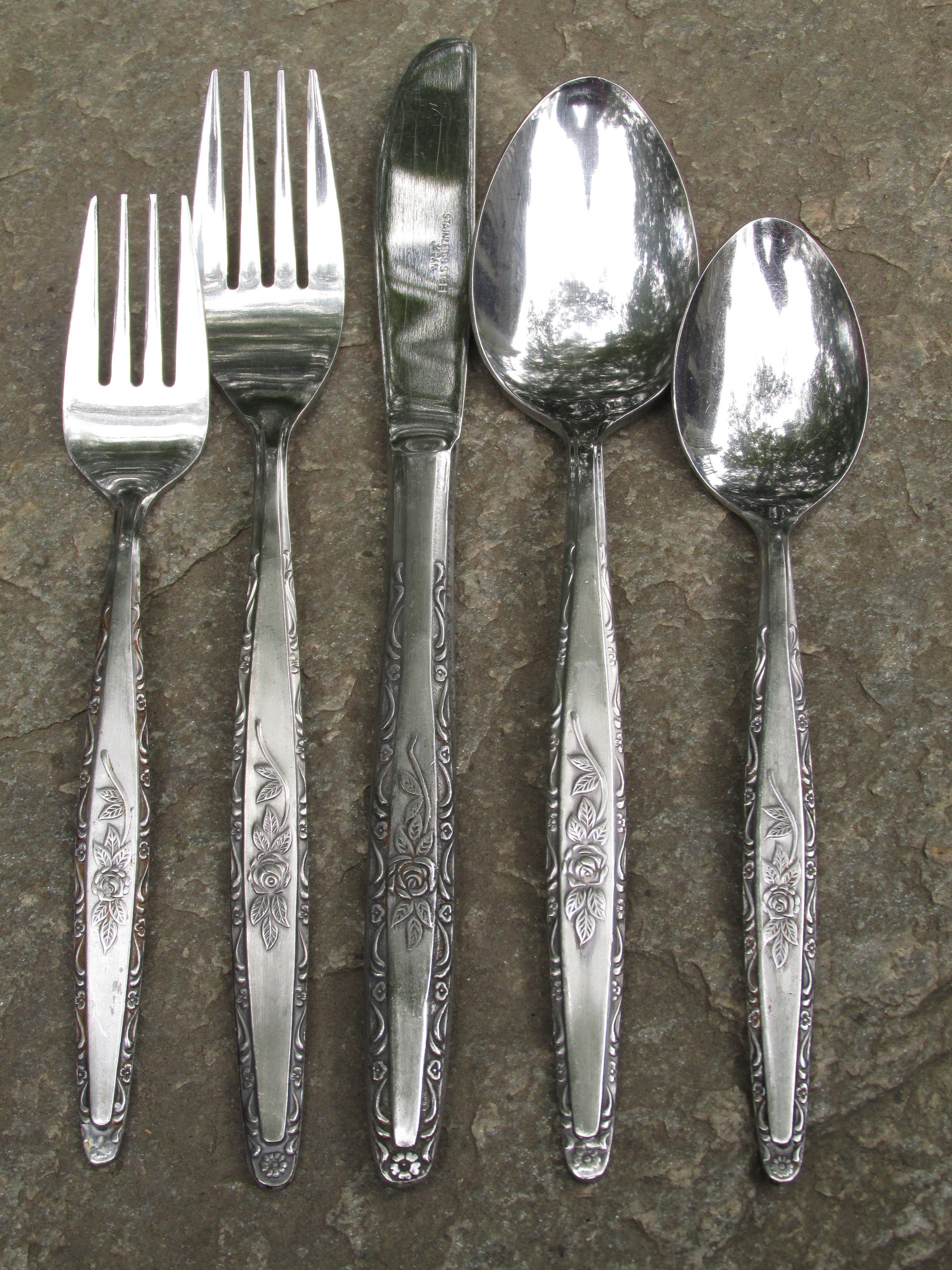 Single Rose Stainless Steel Flatware Vintage Interpur INR7 Japan