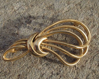 Vintage Gold Tone Swirled Knot Jewelry Brooch Pin