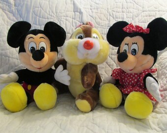 You Choose Mickey Minnie Mouse Dale Walt Disney World Land Plush Stuffed Toy Vintage
