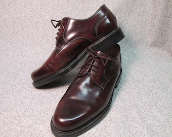 Aldo Men's Oxford Brown Italian Shoes Size 44 Genuine Leather Handmade