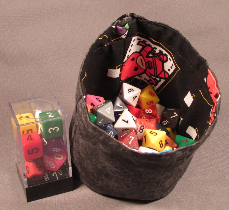 Black Kawaii Avengers Small Dice Bag Stand Up Reversible Flat Bottom Pouch RPG Role Playing Game Geek D/&D