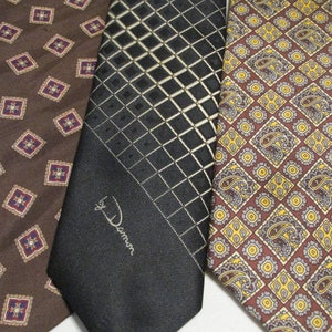 Lot of 3 Brown Black Vintage Men's Silk Polyester Neck Ties Halston Bill's Clothes image 2