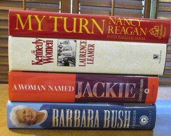 Your Choice First Ladies Nancy Reagan Jackie Kennedy Barbara Bush Hardcover Vintage Biographies Memoirs 1980's 1990's Hardback Slip Cover