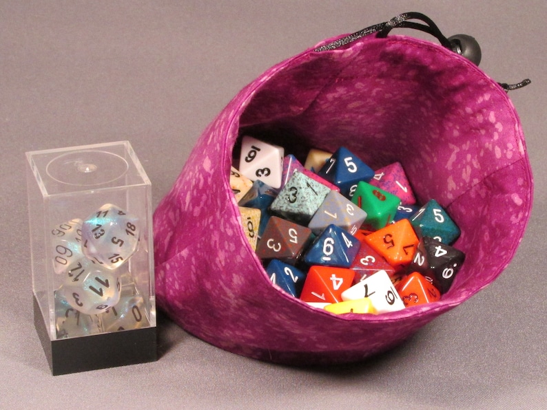 Spotted Dots Purple Small Stand Up Flat Bottom Reversible Dice Bag Pouch RPG Role Playing Game Geek D/&D