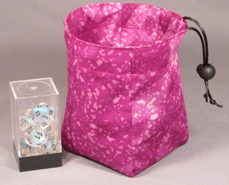 Spotted Dots Purple Small Stand Up Flat Bottom Reversible Dice Bag Pouch RPG Role Playing Game Geek D/&D