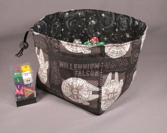 Large Star Wars Black Millennium Falcon Galaxy Dice Bag Pouch RPG Role Playing Game Geek D&D
