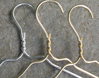Set of 3 Vintage Gold or Silver Metal Hangers - Lorin Industries