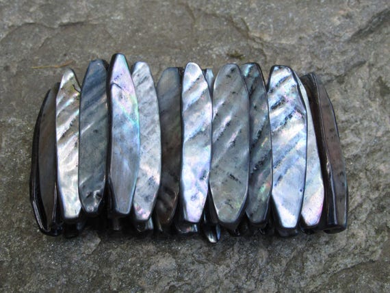 Ablone Shell Stretch Bracelet Statement Jewelry V… - image 1