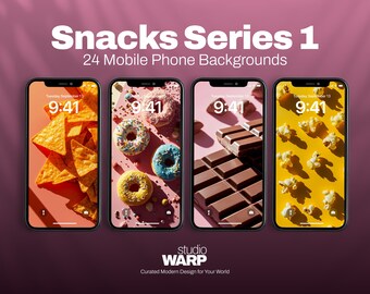 Snack Time Series 1: 24 Vibrant iPhone Lock Screen Wallpapers, Tasty Snack and Food Aesthetic Delicious visual wallpapers. Fun Colors iOS 17