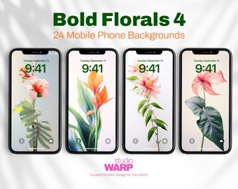 Bold Floral Series 4: 24 Bright Floral Phone Wallpapers. Aesthetic, Minimal, Unique, Colorful, Vibrant. Floral, Flowers, Nature, Beauty.