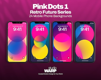 Pink Dots Series 1: 24 Phone wallpapers, high resolution, iOS, Aesthetic, Retro, Digital Download, iPhone 15 pro, lock screen, aura, circles