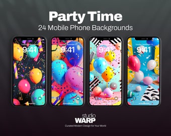 Party Time: 24 Phone wallpapers, high resolution, iOS, Aesthetic Wallpaper, abstract, Digital Download, iPhone 15 pro, lock screen, aura