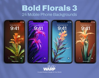 Bold Floral Series 3: 24 Bright Floral Phone Wallpapers. Aesthetic, Minimal, Unique, Colorful, Vibrant. Floral, Flowers, Nature, Beauty.