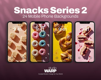 Snack Time Series 2: 24 Vibrant iPhone Lock Screen Wallpapers, Tasty Snack and Food Aesthetic Delicious visual wallpapers. Fun Colors iOS 17