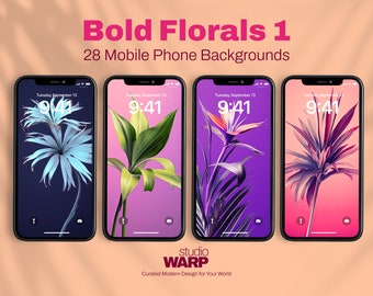 Bold Floral Series 1: 28 Bright Floral Phone Wallpapers. Aesthetic, Minimal, Unique, Colorful, Vibrant. Floral, Flowers, Nature, Beauty.