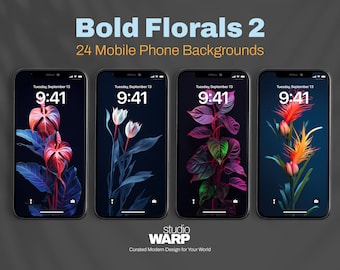 Bold Floral Series 2: 24 Bright Floral Phone Wallpapers. Aesthetic, Minimal, Unique, Colorful, Vibrant. Floral, Flowers, Nature, Beauty.