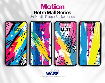 Retro Mall Series - Motion: 24 Phone Wallpapers, Vintage, Retro, Vaporwave, Mall Shopping, Unique Wallpaper Set, Aesthetic, 1980's, 1990's