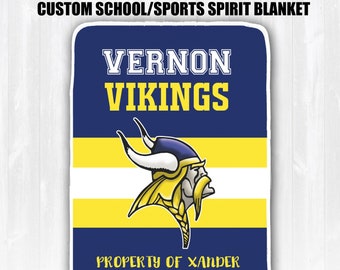 Custom School Spirit Blanket Cheer Blanket Football Blanket Personalized School Spirit Blanket Spirit Wear Fleece Throw School Team Blanket