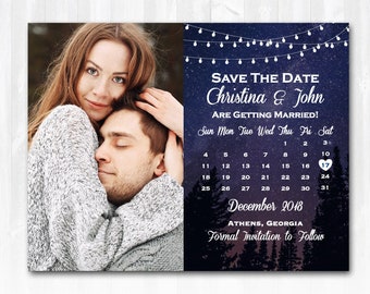 Starry Night Save The Date Magnet or Card DIY or Print Tree Save The Date Country Save The Date Star Save The Date Rustic Save The Date