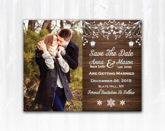 Winter Save The Date Magnet or Card DIY PRINTABLE Digital File or Print (extra) Winter Wedding Save The Date Snowflake Save The Date