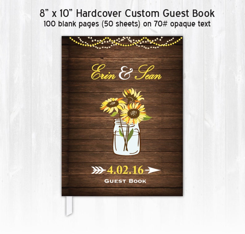 Sunflower Wedding Guest Book Custom Guest Book Personalized Etsy