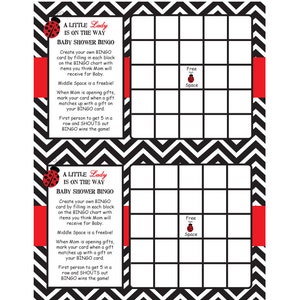 Chevron Ladybug Baby Shower Game Bingo in Red DIY PRINTABLE Digital File or Print extra - Etsy