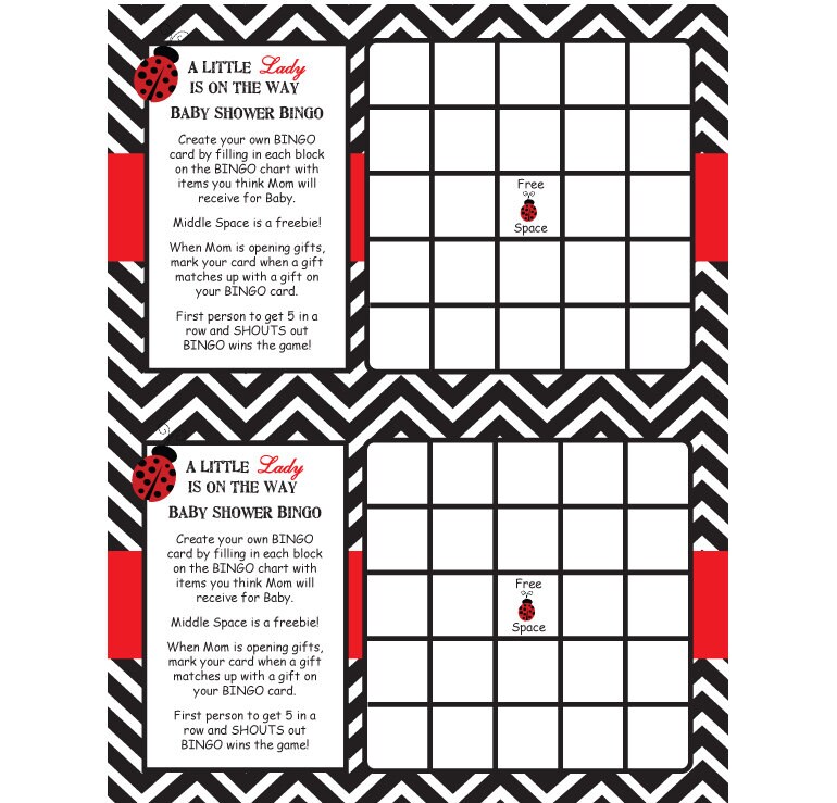 Chevron Ladybug Baby Shower Game Bingo in Red DIY PRINTABLE - Etsy