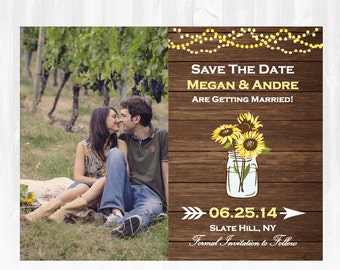 Sunflower Save The Date Magnet or Card DIY PRINTABLE Digital File or Print (extra) Country Save The Date Wood Save The Date Photo
