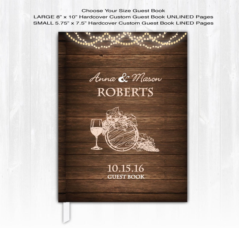 Wine Wedding Guest Book Custom Guest Book Personalized Wood Guest Book Winery Guest Book Wedding Guestbook Rustic Guest Book Country image 1