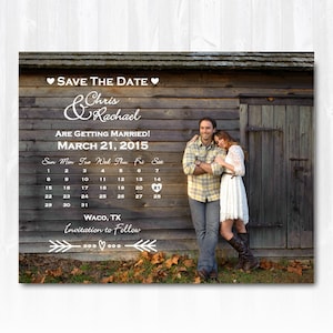 Photo Calendar Save The Date Magnet or Card DIY PRINTABLE Digital File or Print extra Save The Date Calendar Country Save The Date image 1