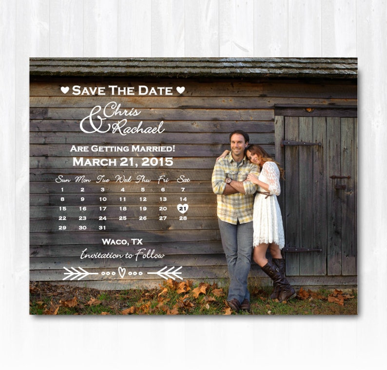 Photo Calendar Save The Date Magnet or Card DIY PRINTABLE Digital File or Print extra Save The Date Calendar Country Save The Date image 1